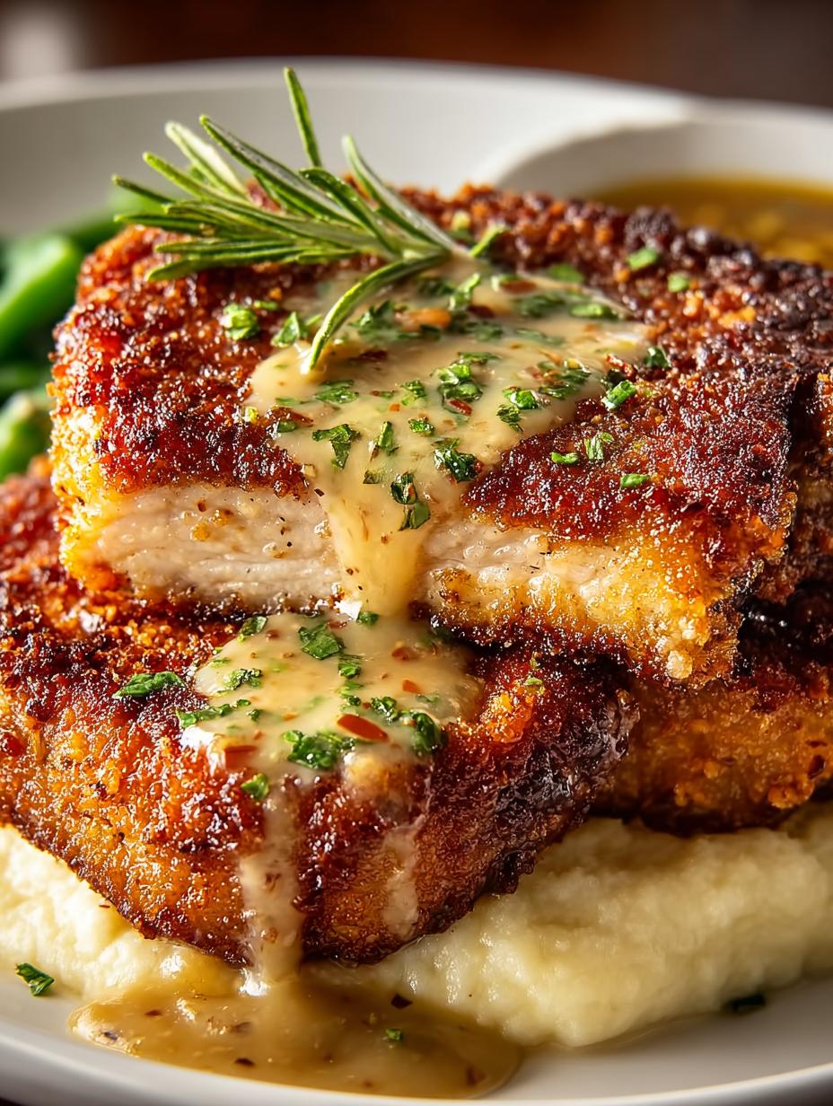 Country Fried Pork Chops with Creamy Bacon Gravy Recipe 5 Country Fried Pork Chops with Creamy Bacon Gravy Recipe - Country Fried Pork Chops - main visual representation