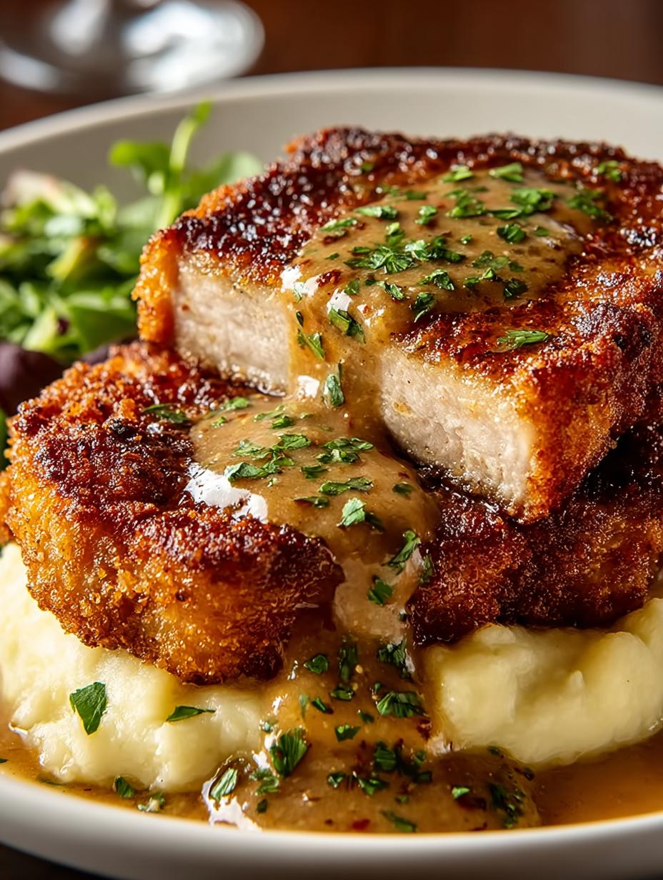Country Fried Pork Chops with Creamy Bacon Gravy Recipe - Country Fried Pork Chops - additional detail