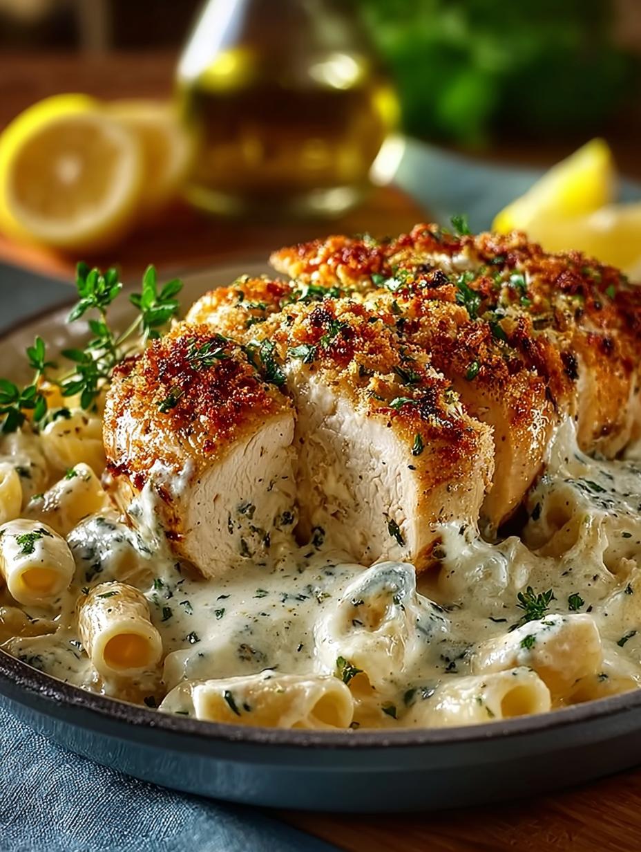 Delicious Creamy Garlic Parmesan Chicken Pasta Bake - Creamy Garlic Parmesan Chicken - additional detail
