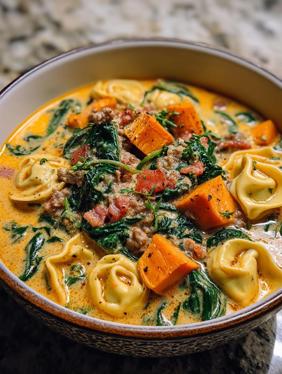 Creamy Sausage Tortellini Soup: Pure Bliss 30 Min 6 Creamy Sausage Tortellini Soup - close-up of ingredients