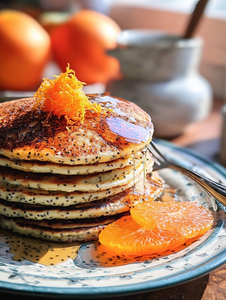 Delightful Tangerine Poppy Seed: 10 Minute Magic 7 Delightful Tangerine Poppy Seed Pancakes - stack of pancakes with syrup and fresh berries