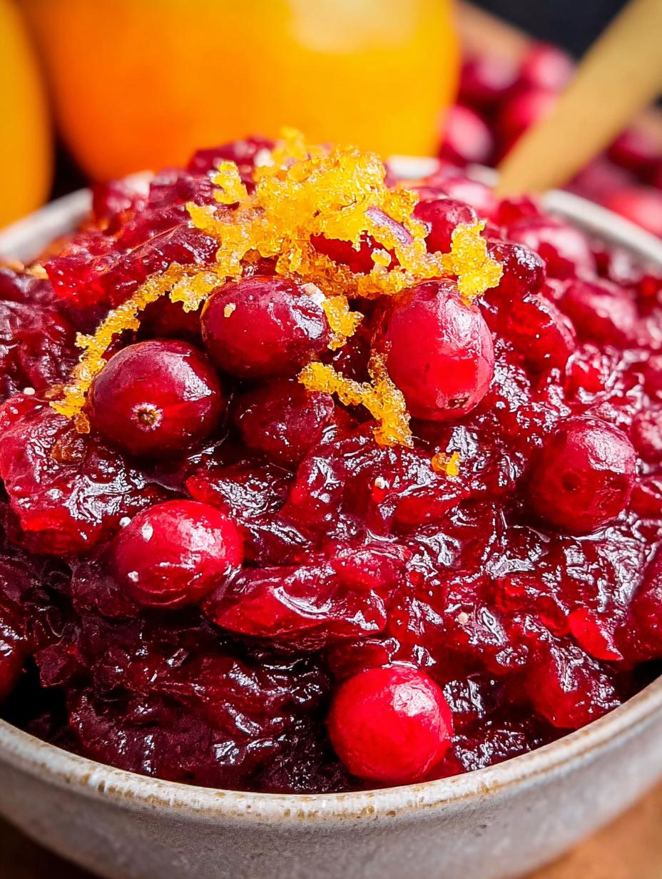 Irresistible Orange Zest Cranberry: Divine Flavor 5 Irresistible Orange Zest Cranberry: Divine Flavor - A close-up of vibrant orange zest cranberry sauce in a bowl.