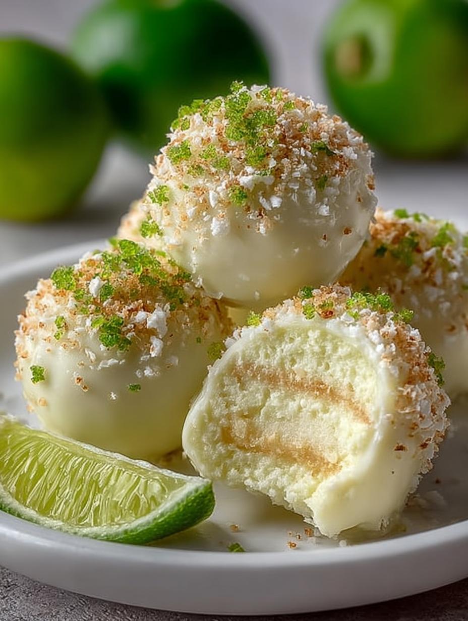 Irresistible Key Lime Truffles ready to serve on a plate
