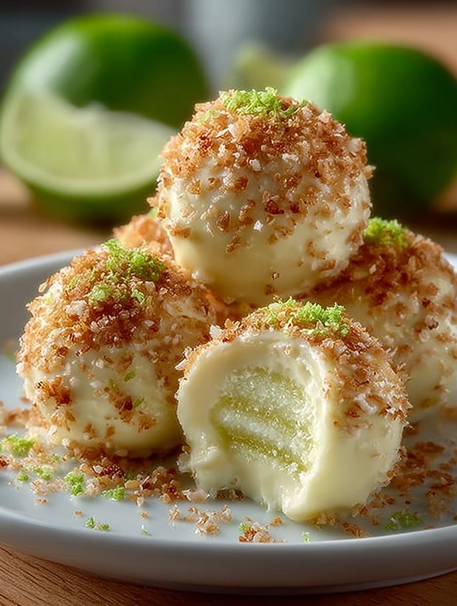 Close-up of Key Lime Truffles showcasing their creamy texture