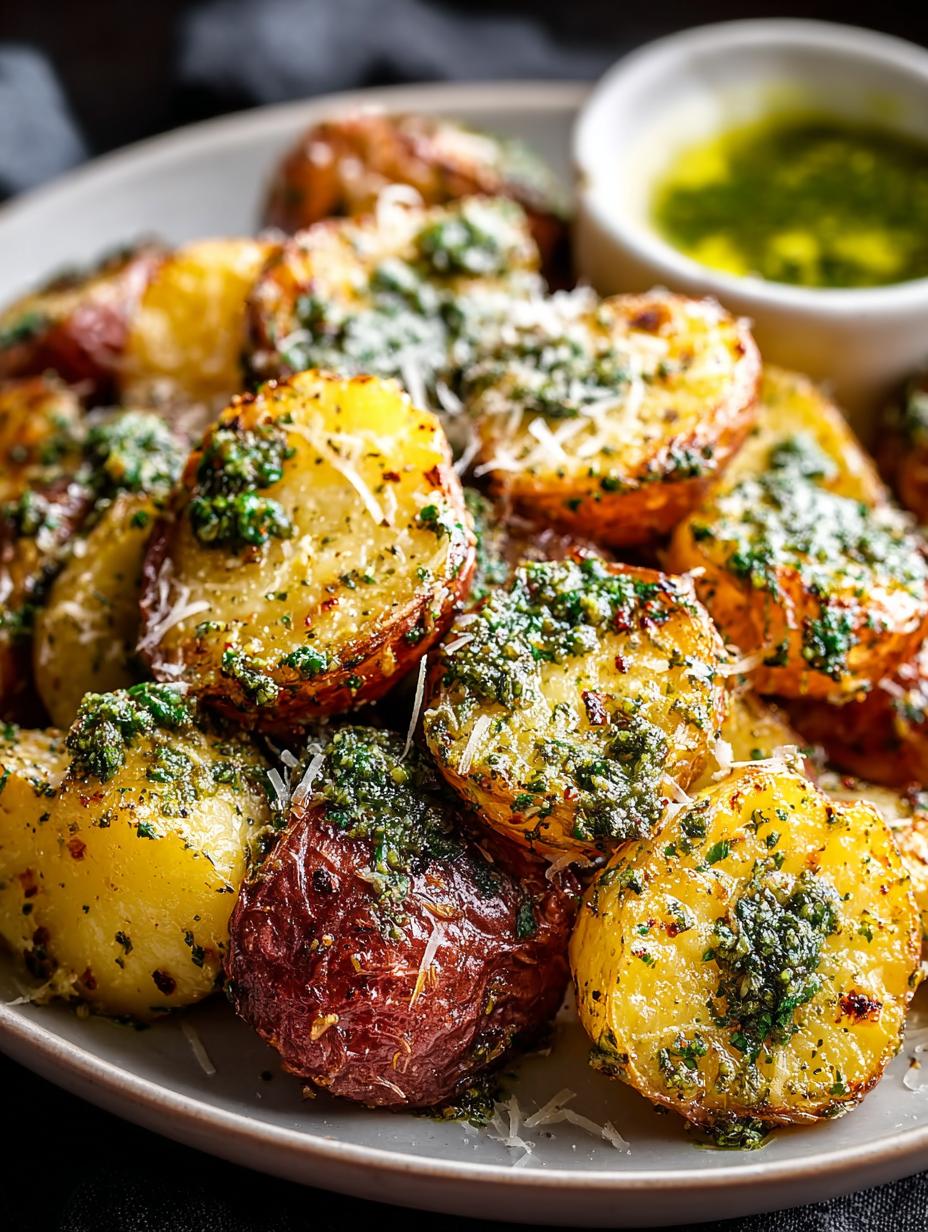 Delicious Parmesan Pesto Roasted Potatoes Recipe - Parmesan Pesto Roasted Potatoes - additional detail