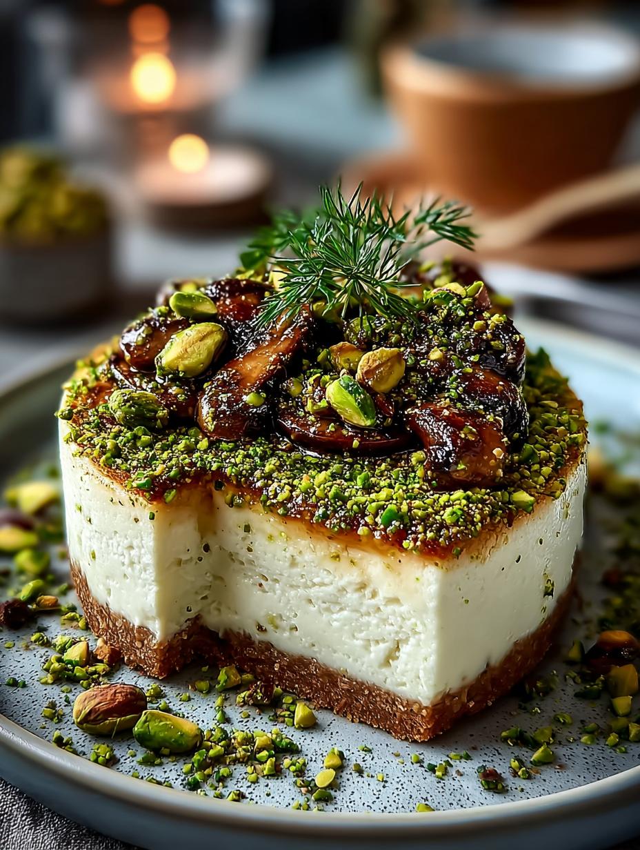 Pistachio Mushroom Cheesecake with Unique Savory Flavor 5 Pistachio Mushroom Cheesecake with Unique Savory Flavor - Pistachio Mushroom Cheesecake with - main visual representation