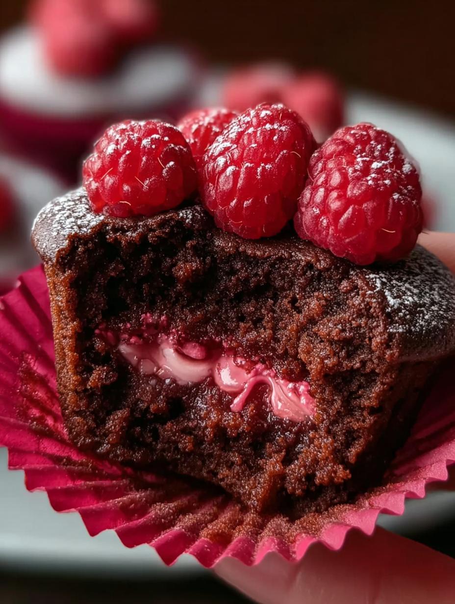 Raspberry Chocolate Lava Cupcakes