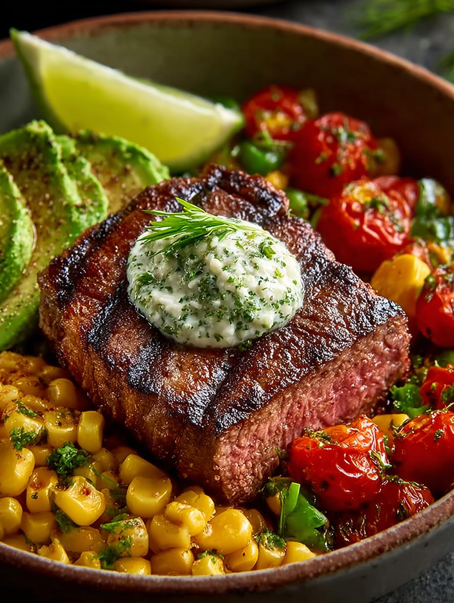 Steak Avocado Roasted Corn Bowl with Cilantro Cream Sauce 5 Steak Avocado Roasted Corn Bowl with Cilantro Cream Sauce - Steak Avocado Roasted Corn - main visual representation