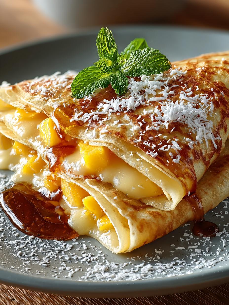 Delicious Tropical Mango Coconut Crepes Recipe - Tropical Mango Coconut Crepes - additional detail