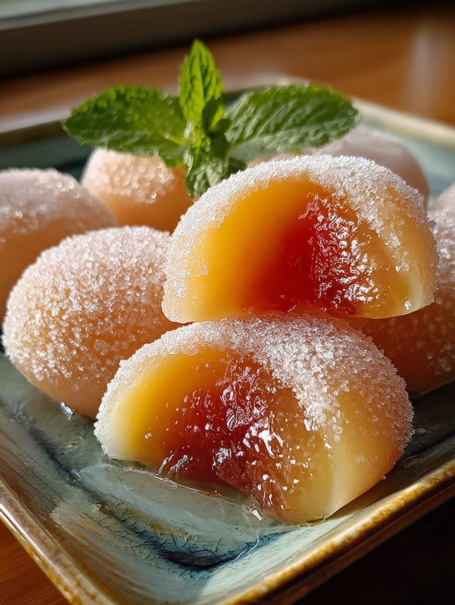 Whole Peach Mochi: 4 Irresistible Bites of Delight - Whole Peach Mochi - main visual representation
