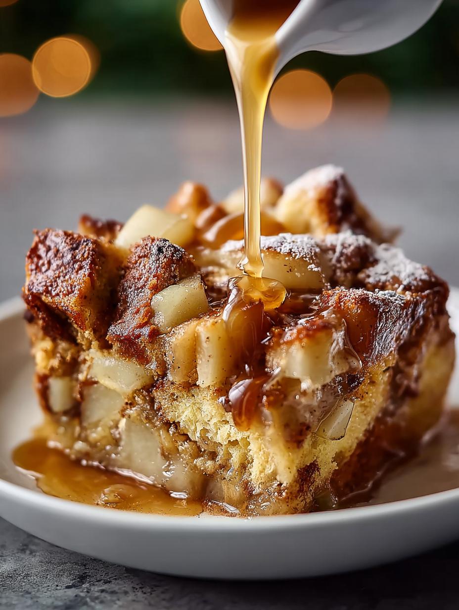 Delicious Cardamom Pear Bread Pudding with Caramel Sauce 6 Delicious Cardamom Pear Bread Pudding with Caramel Sauce - Cardamom Pear Bread Pudding - additional detail