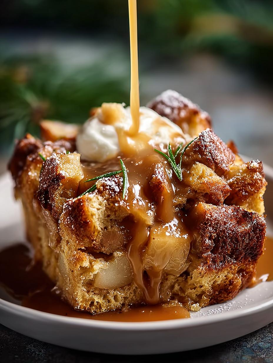 Cardamom Pear Bread Pudding