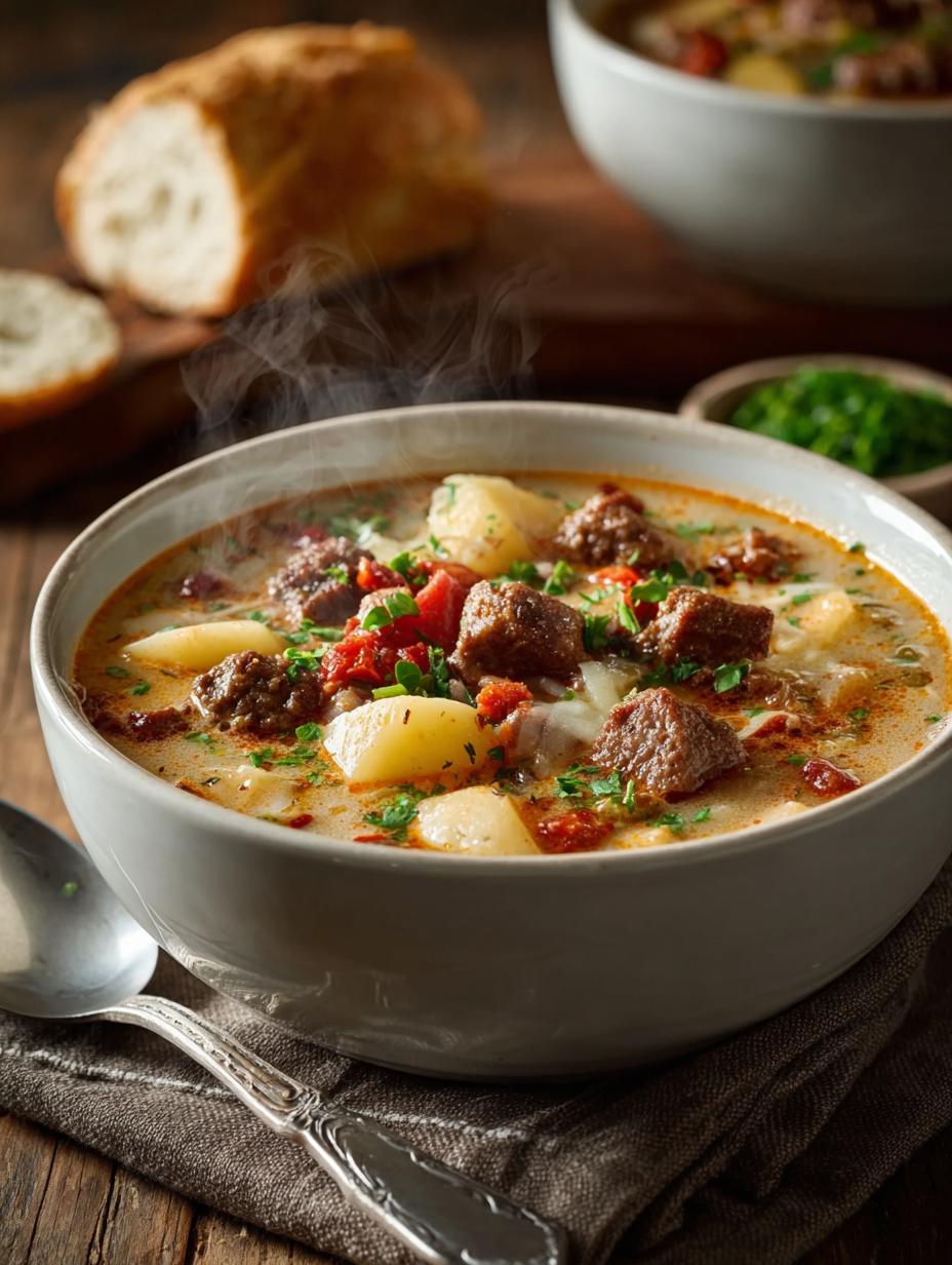 Cheeseburger Soup: 5 Creamy Comforting Variations - Cheeseburger Soup - additional detail