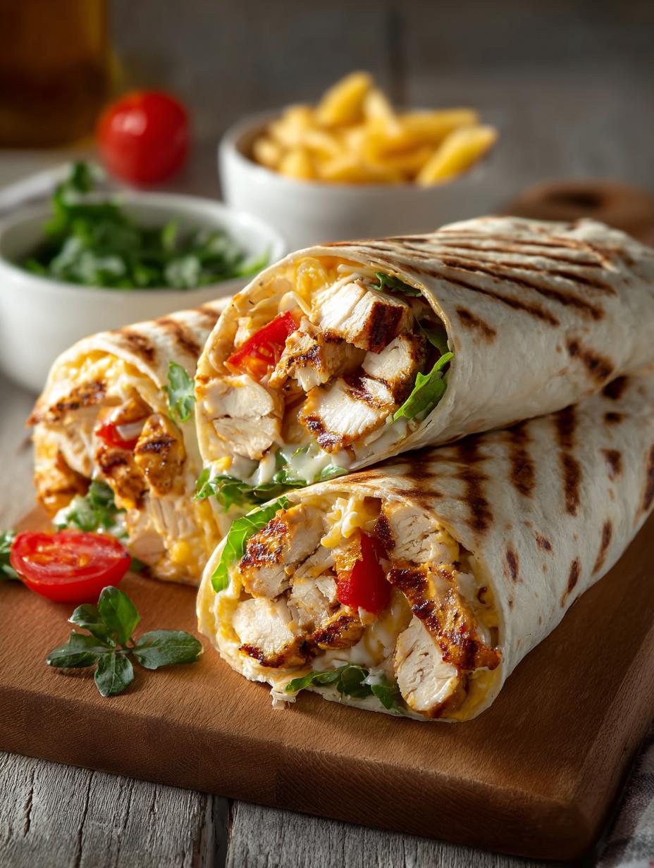 Delicious Cheesy Garlic Chicken Wraps in 20 Minutes - Cheesy Garlic Chicken Wraps - additional detail