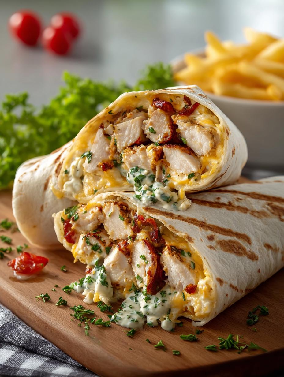 Cheesy Garlic Chicken Wraps