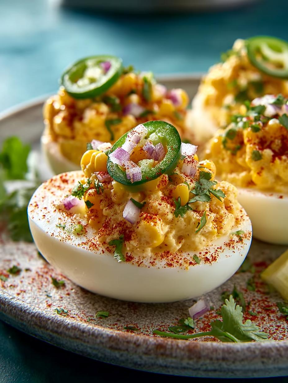 Elote Deviled Eggs with