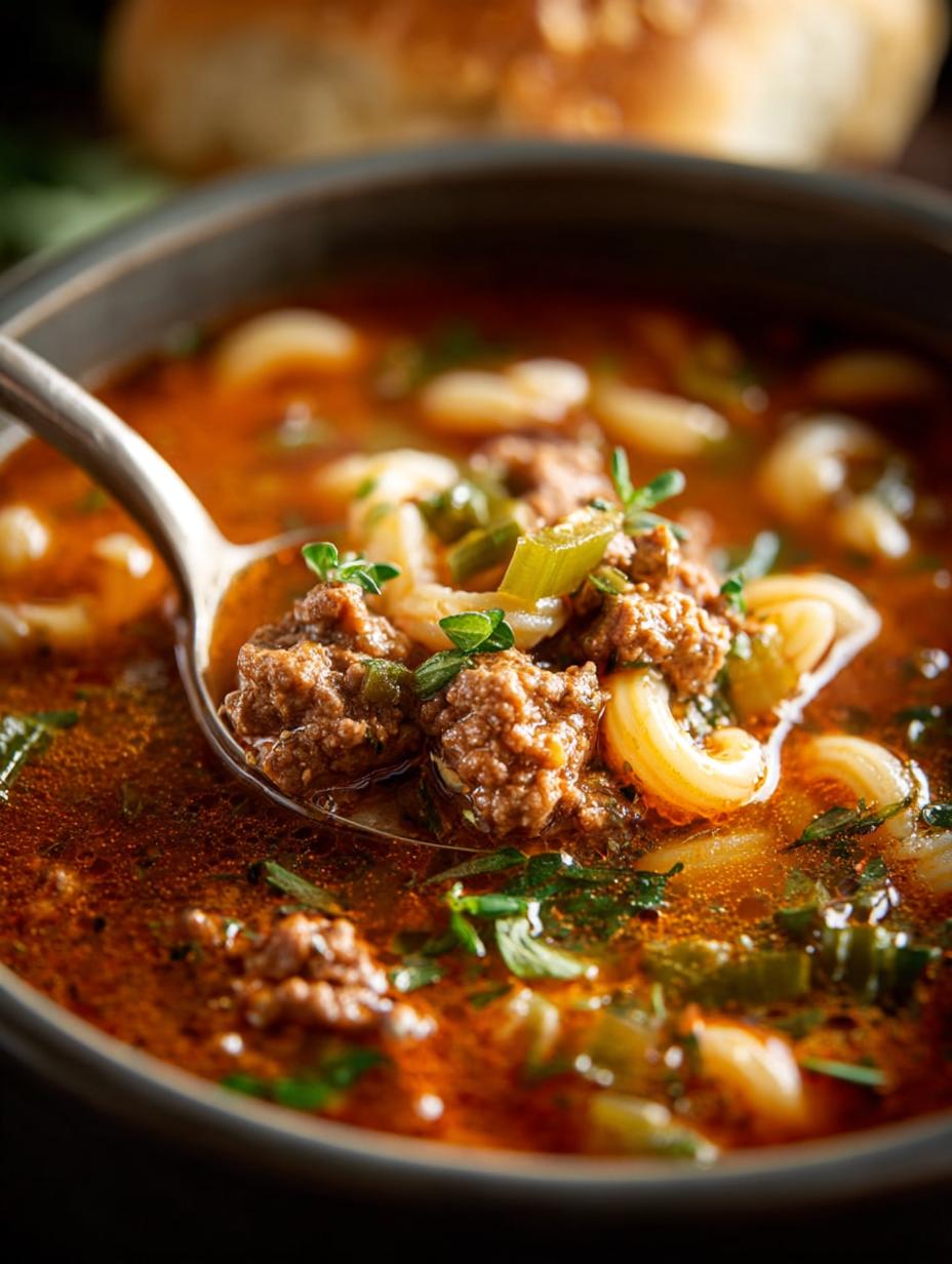 Hearty Hamburger Soup Ready in 30 Minutes 5 Hearty Hamburger Soup Ready in 30 Minutes - Hamburger Soup - main visual representation