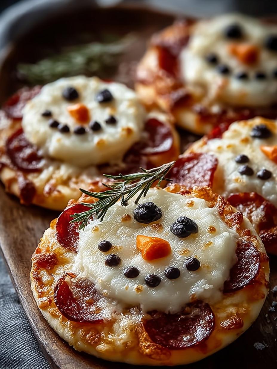 Mini Snowman Pizzas