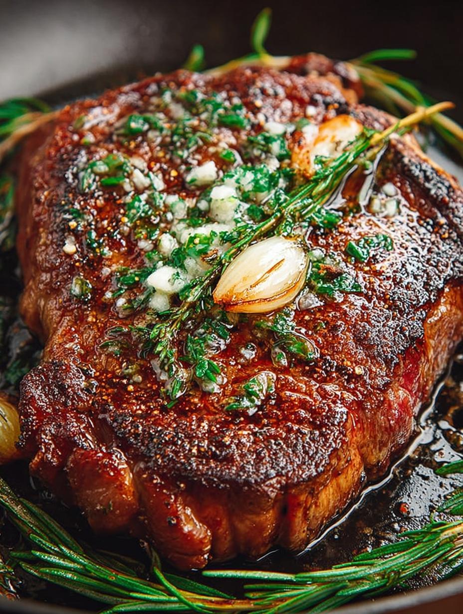 Juicy Ribeye Steak with Garlic Herb Butter in 15 Minutes 5 Juicy Ribeye Steak with Garlic Herb Butter in 15 Minutes - Ribeye Steak - main visual representation
