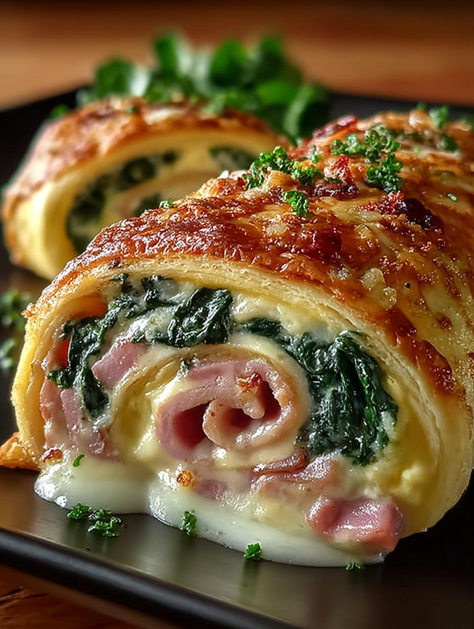 Savory Spinach Ham Breakfast Roll: 8 Flavorful Slices 5 Savory Spinach Ham Breakfast Roll: 8 Flavorful Slices - Spinach Ham Breakfast Roll - main visual representation