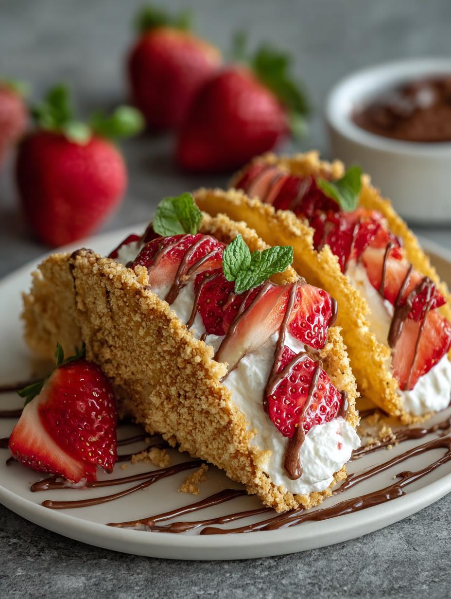 Strawberry Crunch Cheesecake Tacos: 12 Sweet Treats to Try 5 Delicious Strawberry Crunch Cheesecake Tacos ready to serve