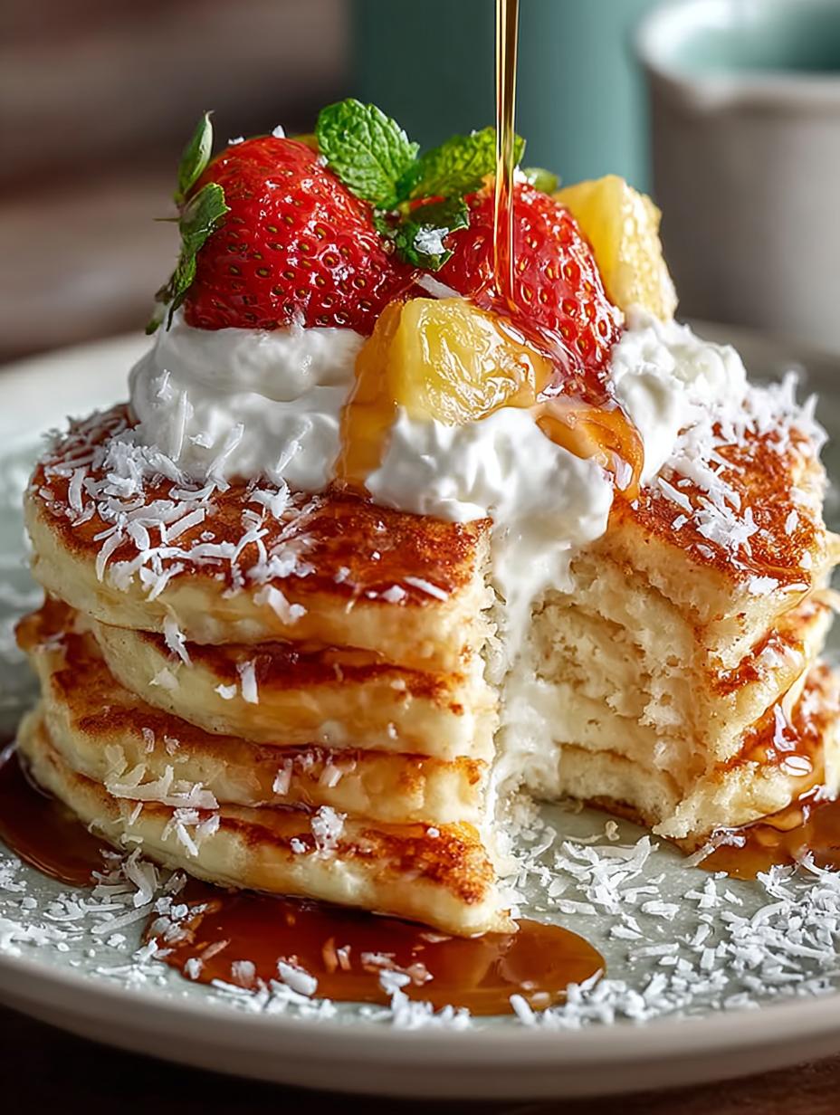 Sweet Coconut Cream Pancakes